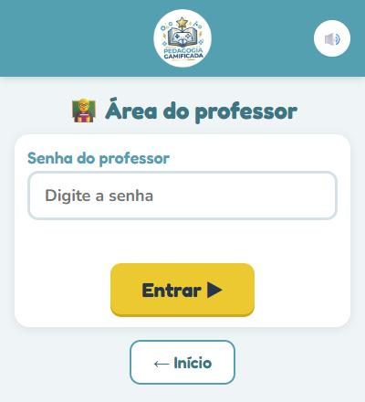 Campo Senha do professor e botão Entrar